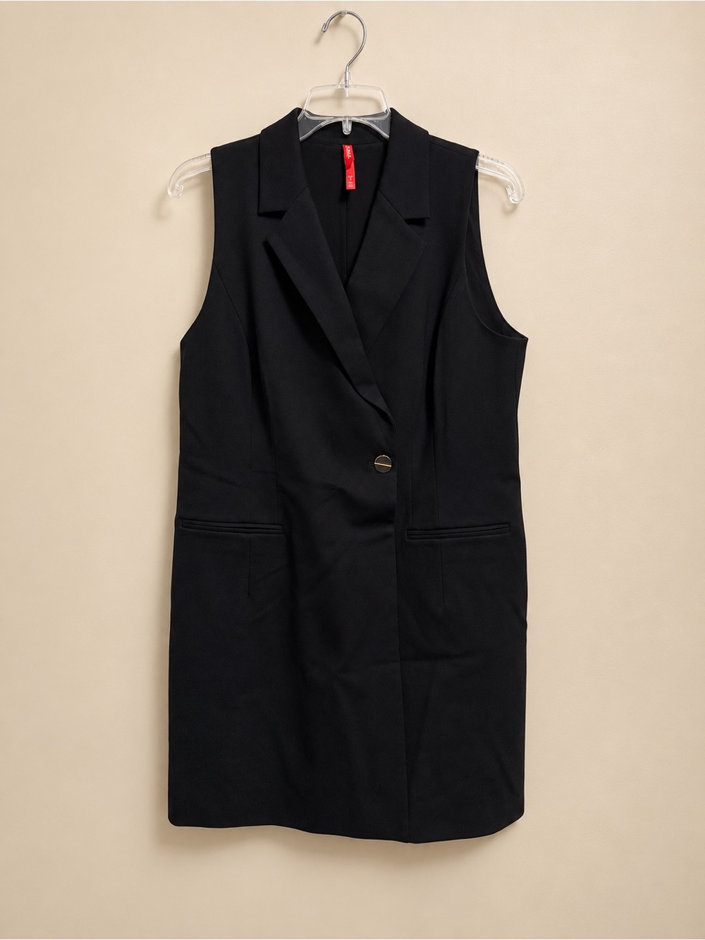 SPANX Perfect Vest Dress Black Sleeveless Blazer Mini Dress Size L NWOT